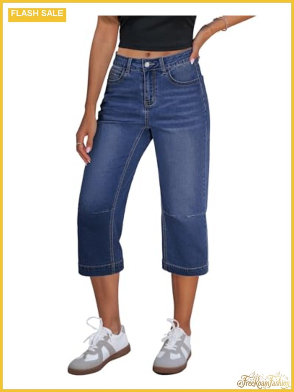 Mid Rise Straight Leg Capri Jeans Stretchy Denim Summer Casual Capris